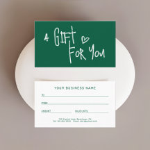 Moderne donkergroene promotionele cadeaukaarten