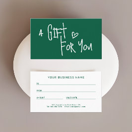 Moderne donkergroene promotionele cadeaukaarten contactkaartje