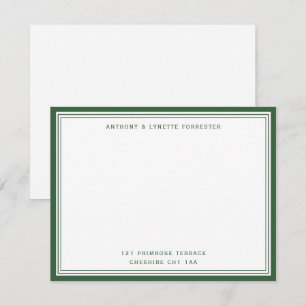 Moderne Donkergroene Rand Naam & Adres Notitiekaartje