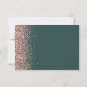 Moderne, donkergroene Roos Gold Faux Glitter Edge RSVP Kaartje (Achterkant)