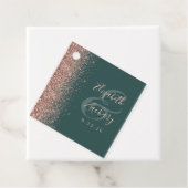 Moderne donkergroene Roos Gold Glitter Wedding Bedankjes Labels (In situ)