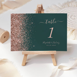 Moderne donkergroene Roos Gold Glitter Wedding Kaart