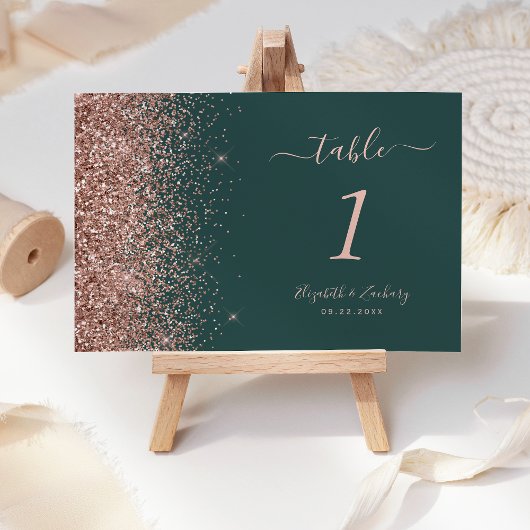 Moderne donkergroene Roos Gold Glitter Wedding Kaart
