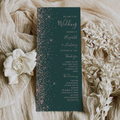 Moderne donkergroene Roos Gold Glitter Wedding Programmakaart