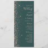 Moderne donkergroene Roos Gold Glitter Wedding Programmakaart (Voorkant)
