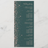 Moderne donkergroene Roos Gold Glitter Wedding Programmakaart (Achterkant)