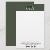 Moderne donkergroene script briefpapier (Voorkant / Achterkant)