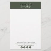 Moderne donkergroene script briefpapier (Voorkant)