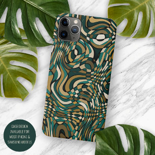 Moderne donkergroene taupe bruine zwarte kunstpatr Case-Mate iPhone case