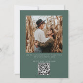 Moderne donkergroene trouwkaart | Foto & QR-code Kaart (Achterkant)