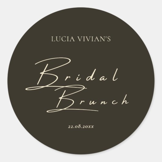 Moderne donkergroene typografie en kalligrafie ronde sticker (Voorkant)