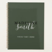 Moderne donkergroene typografie script planner (Voorkant)