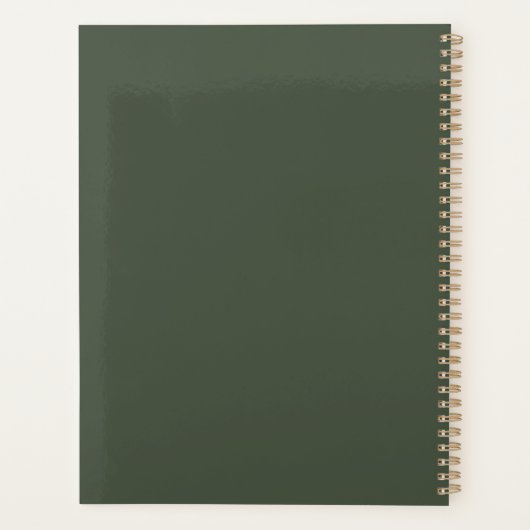 Moderne donkergroene typografie script planner (Achterkant)