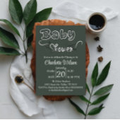 Moderne donkergroene verticale baby shower kaart