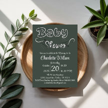 Moderne donkergroene verticale baby shower