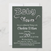 Moderne donkergroene verticale baby shower kaart (Voorkant)