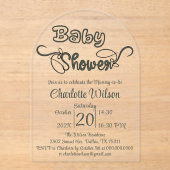 Moderne donkergroene verticale babyshower acryl uitnodigingen (Voorkant)