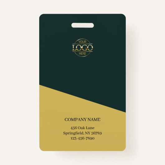 Moderne donkergroene werknemer Foto & Bedrijf Logo Badge (Achterkant)