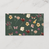 Moderne donkergroene wilde bloem Qr Code Rsvp Wedd Informatiekaartje (Achterkant)