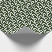 Moderne donkergroene witte aangepaste monogram ini cadeaupapier (Hoek)