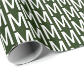 Moderne donkergroene witte aangepaste monogram ini cadeaupapier (Rol Hoek)