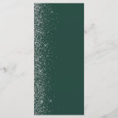 Moderne donkergroene zilveren glinster rand bruilo menu (Achterkant)