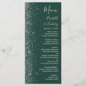 Moderne donkergroene zilveren glinster rand bruilo menu (Voorkant)