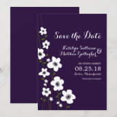 Moderne Donkerpaarse Anemoon | Save the Date (Voorkant / Achterkant)