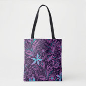 Moderne donkerpaarse bloempatroon tote bag (Voorkant)