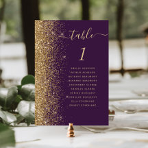 Moderne donkerpaarse gouden glittershuwelijk