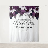 Moderne donkerpruim en witte bloemige huwelijks wa wandkleed (Voorkant)