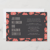 Moderne Donkerrode Bloemen Retro Typografie Huweli Kaart (Voorkant)