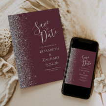 Moderne donkerrode burgundy zilveren glitter save 