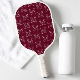 Moderne Donkerrode Eenvoudige Initiaal Monogram Pa Pickleball Paddle