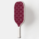 Moderne Donkerrode Eenvoudige Initiaal Monogram Pa Pickleball Paddle (Links)