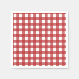 Moderne donkerrode en licht witte gingham patroon servet