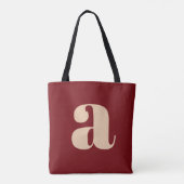 Moderne Donkerrode Kooplied Vet Retro Monogram Ini Tote Bag (Achterkant)