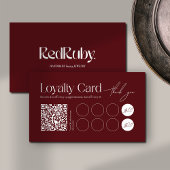 Moderne Donkerrode Minimalistische Loyalty Card