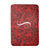 Moderne Donkerrode Rozen Custom Monogram Badmat (Voorkant Verticaal)
