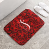 Moderne Donkerrode Rozen Custom Monogram Badmat