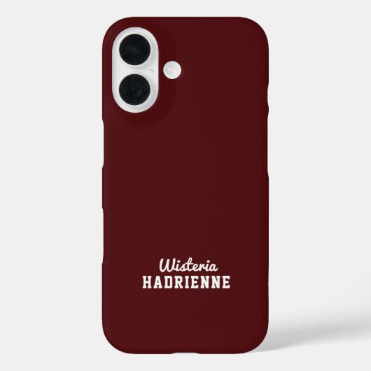 Moderne Donkerrode Sport Monogram Naam Case-Mate iPhone Case (Achterkant)