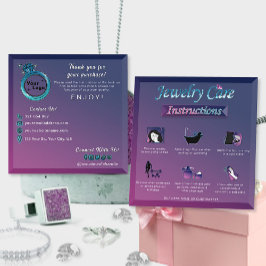 Moderne Donkerroze Blauwe Gradiënt Sieraden Verzor Informatiekaartje