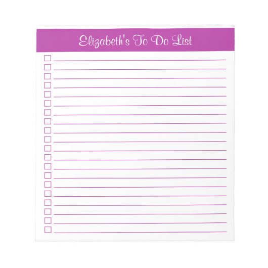 Moderne donkerroze kolomchecklist met rendy notitieblok (Voorkant)