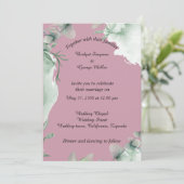 Moderne donkerroze maagdenpalm trouwuitnodiging kaart (Staand voorkant)