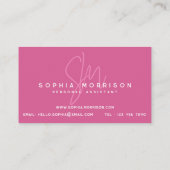 Moderne, donkerroze monogram Professional Visitekaartje (Achterkant)