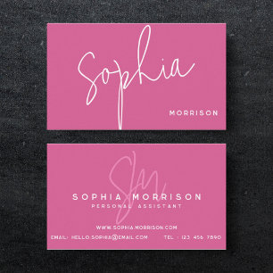 Moderne, donkerroze monogram Professional Visitekaartje