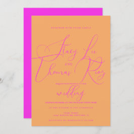 Moderne, donkerroze Oranje scriptweddenschap Kaart