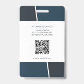 Moderne donkerteal professionele personeelsfoto-ID Badge (Achterkant)