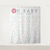 Moderne Donut Baby Shower Achtergrond Fotobooth Wandkleed (Voorkant)