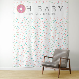 Moderne Donut Baby Shower Achtergrond Fotohokje Wandkleed